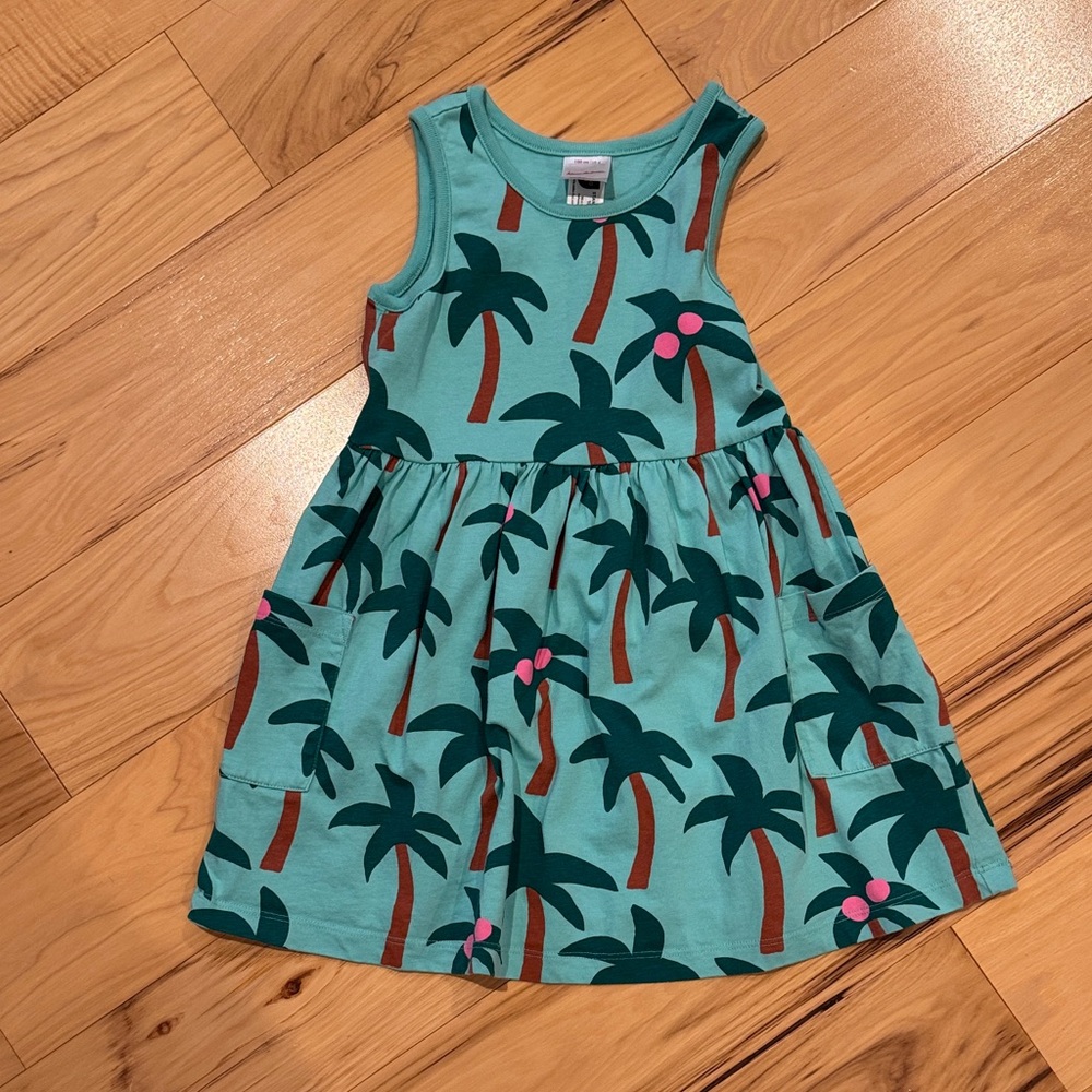 Hanna Andersson Green Palm Tree Kids Dress